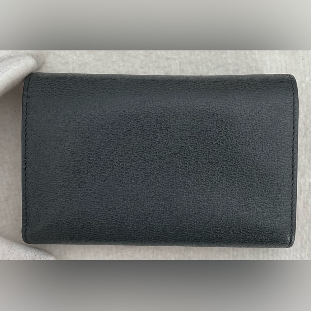 MCM Authentic Blue-Grey Leather Wallet with Pink Interior and Gold Emblem - Picture 3 of 16